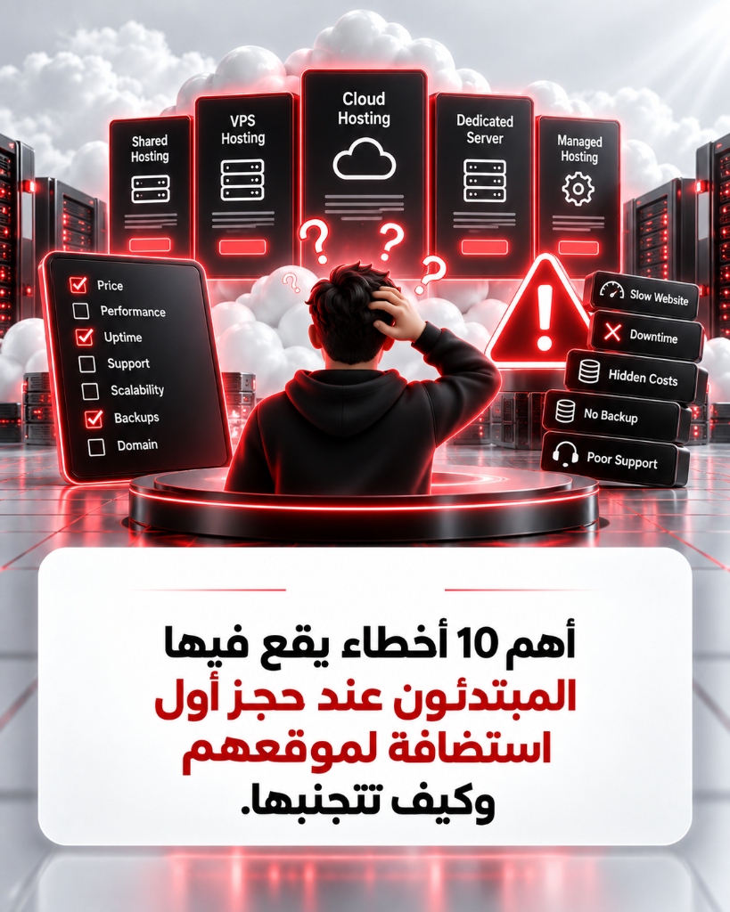 أهم 10 أخطاء يقع فيها المبتدئون عند حجز أول استضافة لموقعهم وكيف تتجنبها