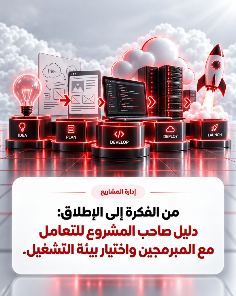 من الفكرة إلى الإطلاق: دليل صاحب المشروع للتعامل مع المبرمجين واختيار بيئة التشغيل